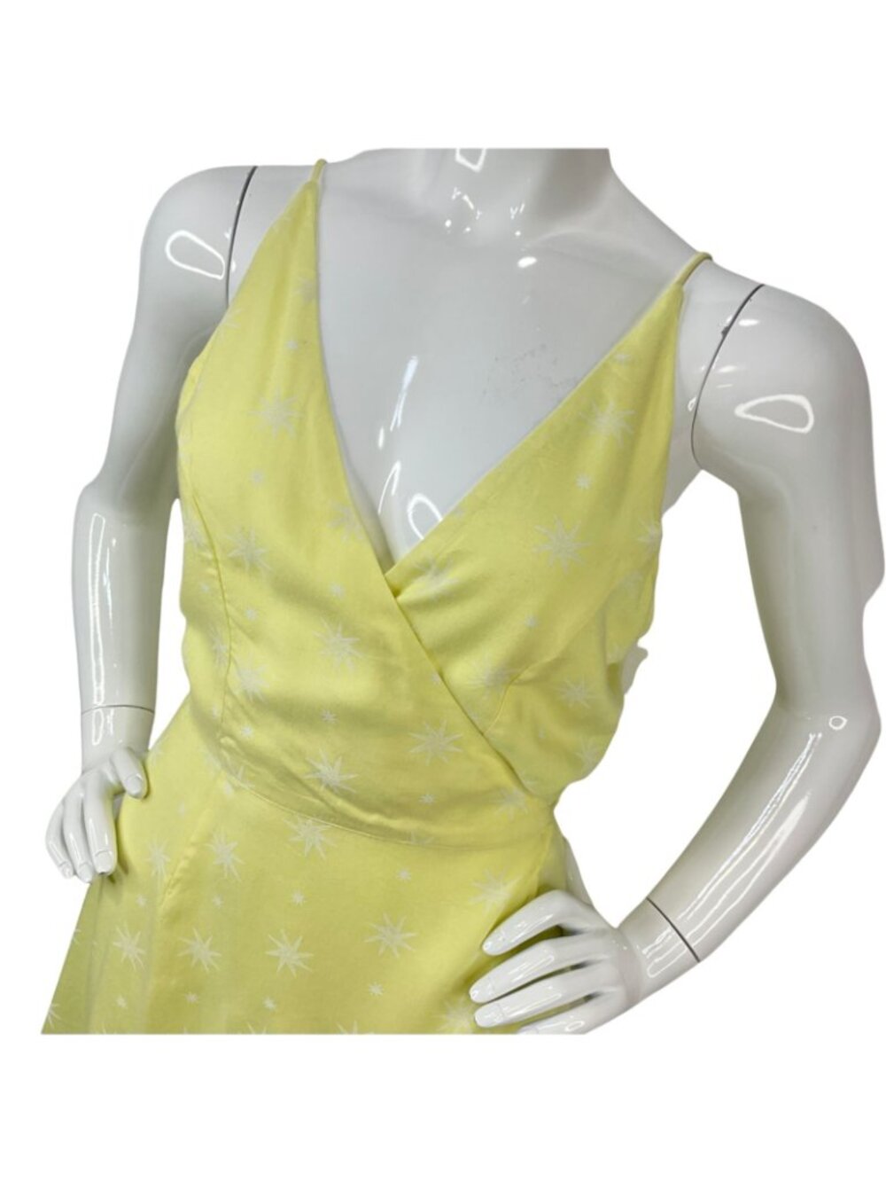 Volcom Dress Womens Size S Yellow Things Changing Wrap Starfish Visco Nwt $49 - Picture 2 of 10